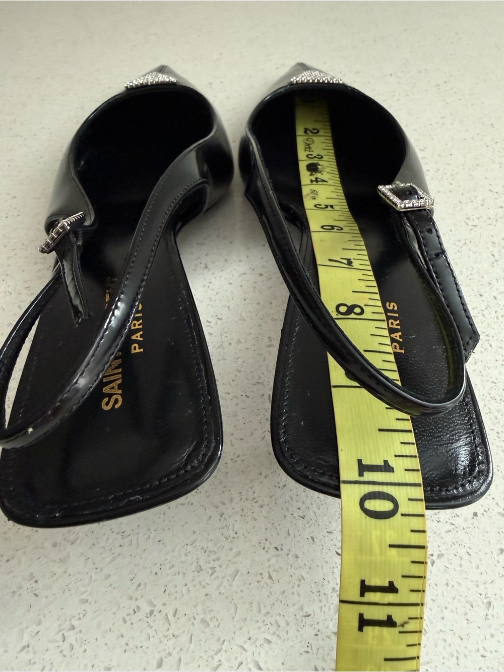 Saint Laurent Cherish Kitten Heel Black Leather Slingback EU 38.5 US 8.5 - Picture 10 of 12
